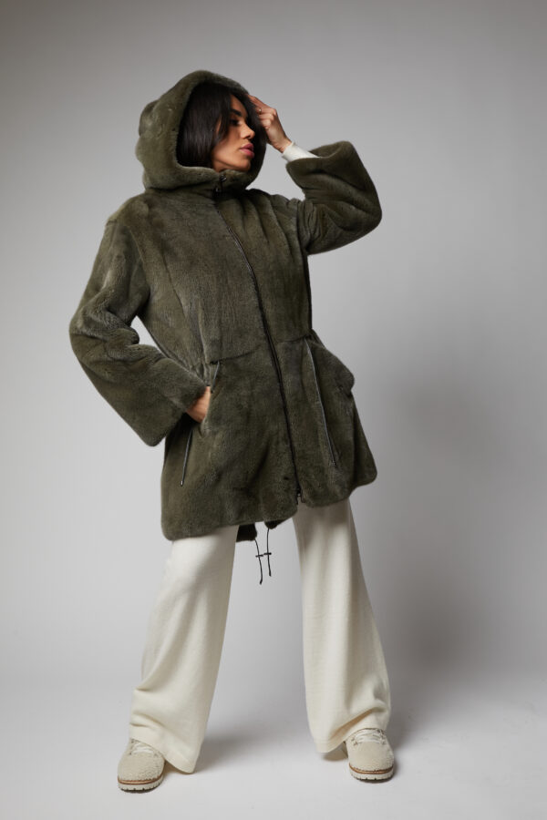 24/25 parka in visone verde militare - immagine 3