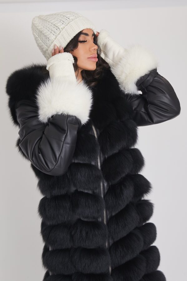 24/25 Guanti in shearling con manicotti in volpe bianco - immagine 2