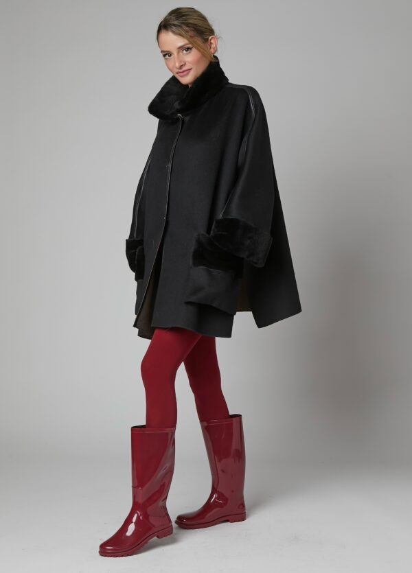 24/25 cappotto in cashmere double nero e tortora