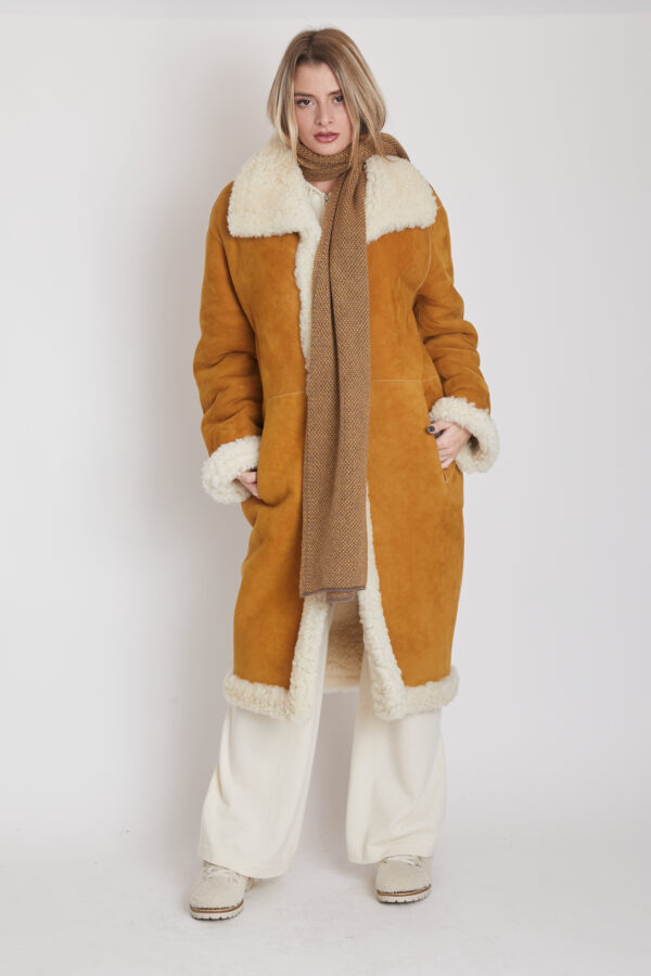 24/25 cappotto in shearling canadese scamosciato