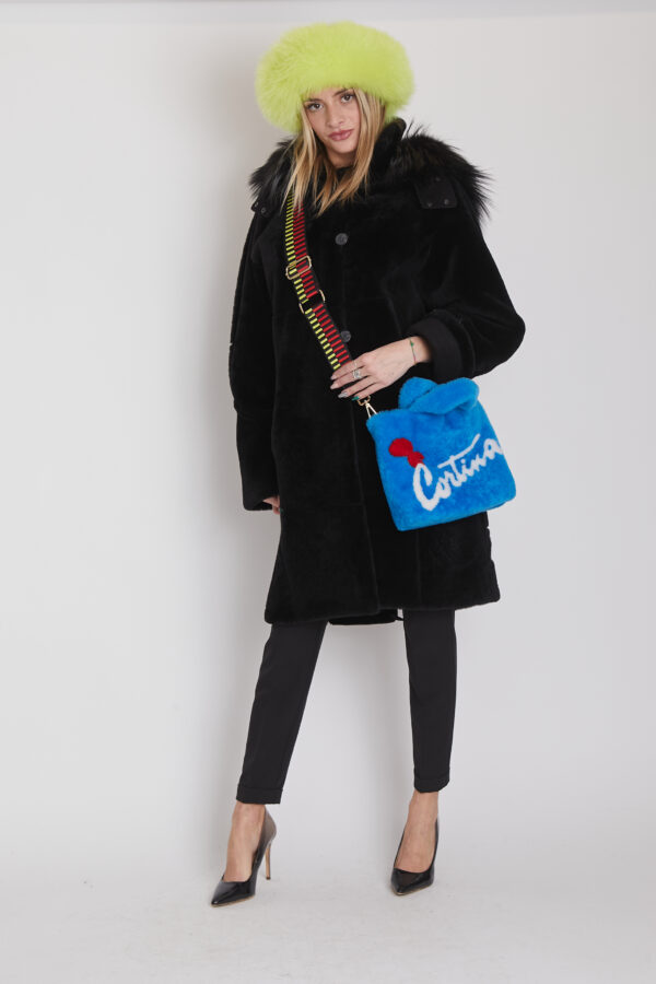 24/25 cappotto in shearling epilato nero