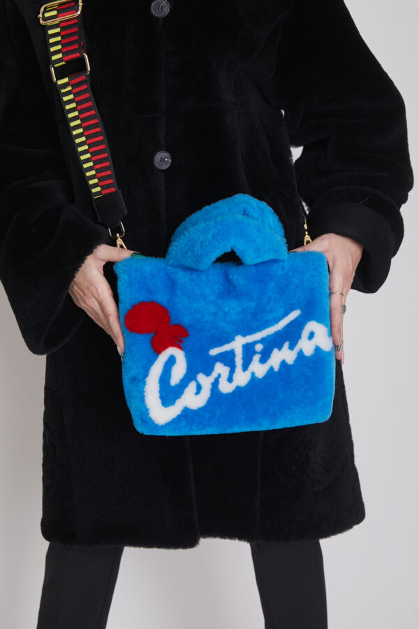 24/25 Borsa in shearling cortina azzurro