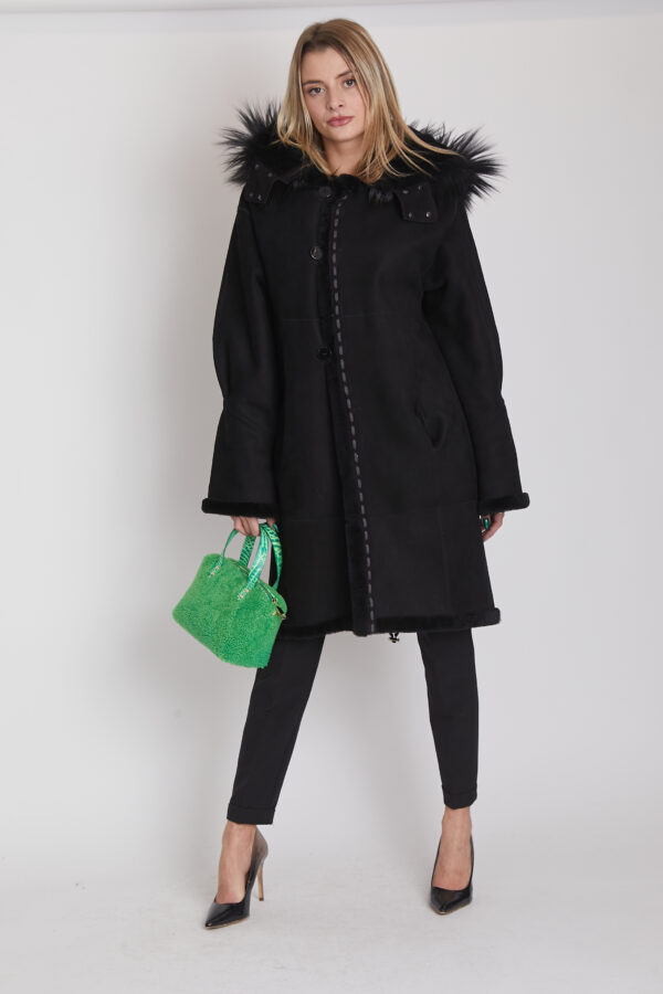 24/25 cappotto in shearling epilato nero - immagine 3