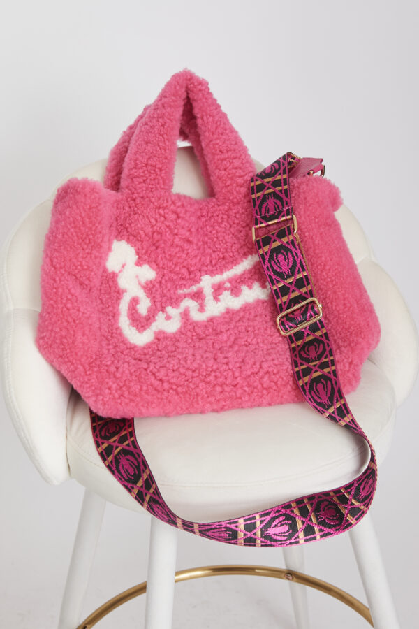 24/25 Borsa maxi in shearling cortina fucsia - immagine 3