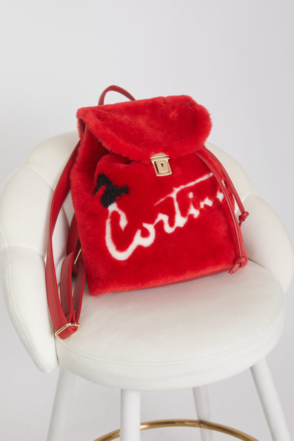 24/25 Zainetto in shearling rosso cortina - immagine 3