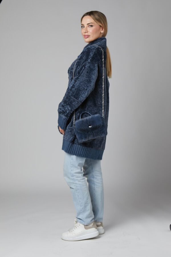 24/25 cappotto in shearling reversibile nappato blu navy - immagine 2