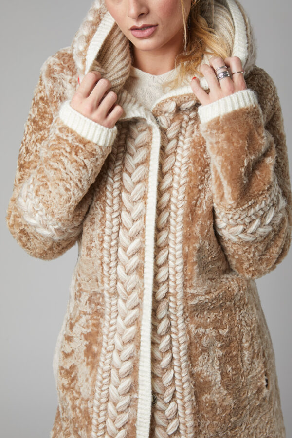 24/25 cappotto in shearling merinos beige reversibile - immagine 2