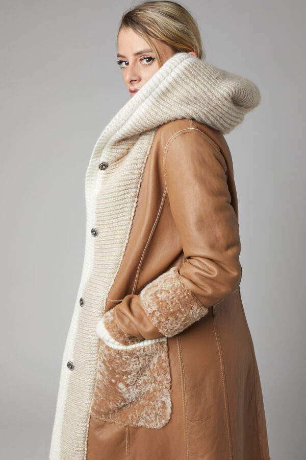 24/25 cappotto in shearling merinos beige reversibile - immagine 4