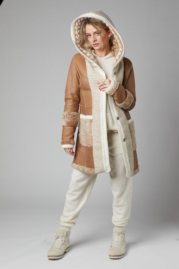 24/25 cappotto in shearling merinos beige reversibile - immagine 3