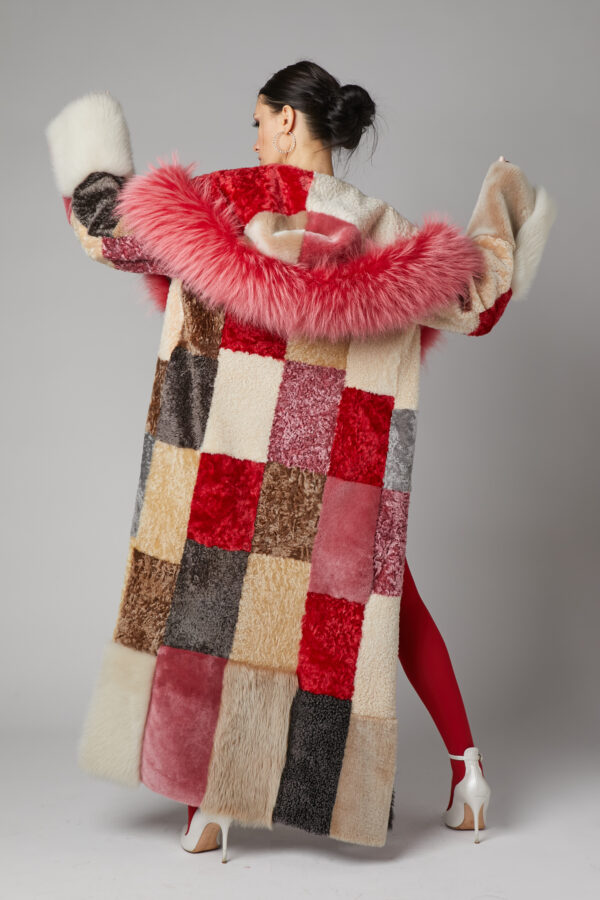 24/25 cappotto maxi in shearling patchwork multicolor - immagine 5