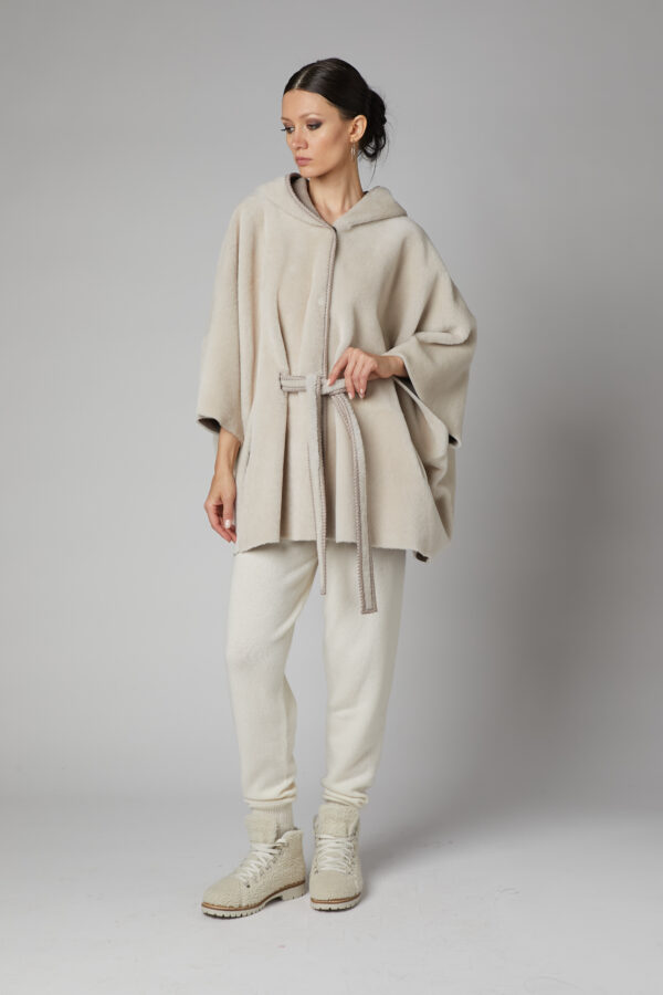 24/25 poncho in shearling epilato seta panna - immagine 3