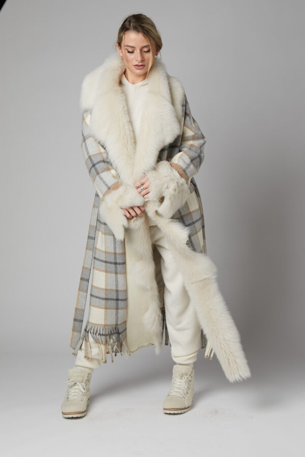 24/25 cappotto maxi con frange in lana fantasia tartan - immagine 3